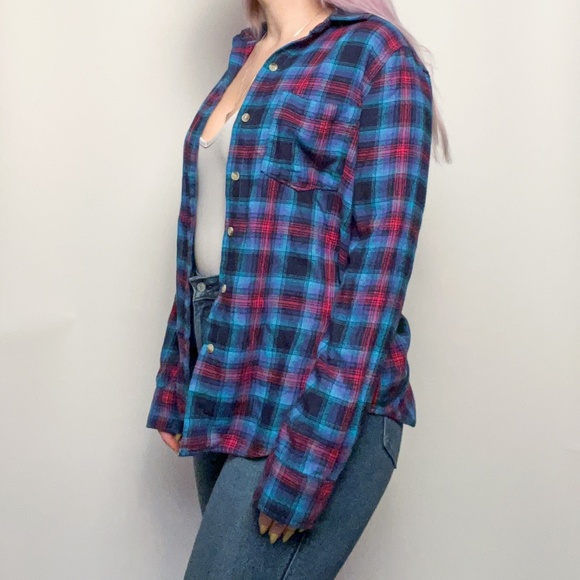 Super Soft Blue and Red/Pink Flannel - Picture 3 of 6